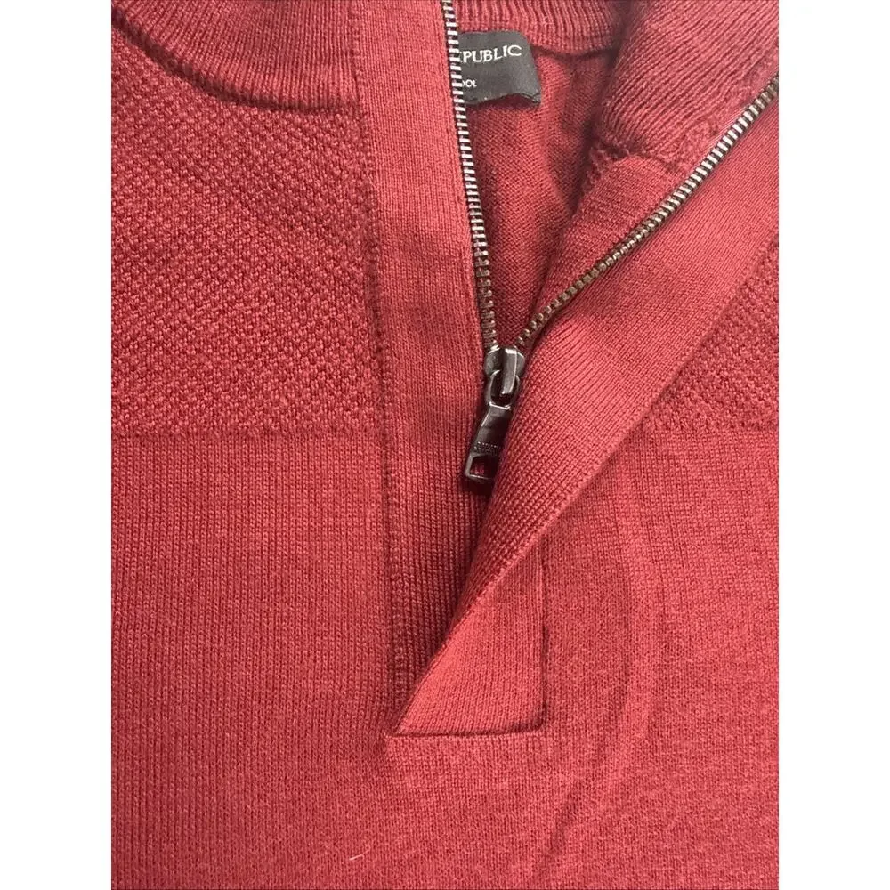 Banana Republic Mens Size XL Merino Wool 1/4 Zip Collared Soft Sweater‎ Wine Red